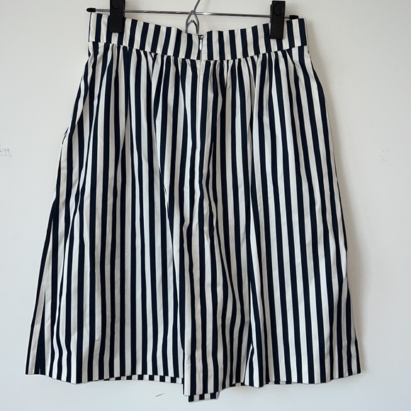 ZARA Navy & White Striped A-Line Pleated Skirt with Pockets- Sz Small - … - Picture 4 of 6